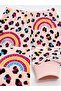 Girl's Cotton Rainbow Patterned Long Sleeve Seasonal Pajama Set - 4