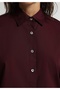 Boyfriend Fit Shirt Neck Plain Women's Burgundy Long Sleeve Shirt - 4
