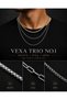 Trio No.1 Unisex Model 3-Piece Steel Necklace Set Aristo Paperclip Barley Chain Silver Color - 7