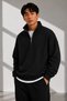 Unisex Half-Zipper Stand Collar 100% Cotton Soft Textured Sweatshirt Plain Pullover