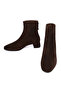 Women's Brown Zippered Short Thick Heeled Suede Leather Boots Af160003Ds - 5