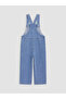 Blue Embroidered Girls' Jean Salopet - 3