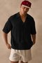 Men's Linen-Look Polo Collar V-Neck Short Sleeve Summer T-Shirt