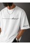 Stand Out Text Printed Oversize Unisex T-Shirt Minimal Typographic Sleeve Detail Crew Neck Short Sleeve Streetwear Tshirt
