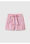 Girl's Pink Bermuda Shorts with Belt Detail and Side Pockets