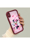 iPhone XS Compatible Case Camera Protector Minnie Pattern Claret Red Beloved Couple Silicone Phone Case - 3