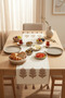 Tree of Life Embroidered Tassel Embroidered Cotton Runner Tablecloth 40X130 cm