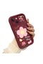 iPhone 15 Plus Compatible Case Camera Protective Flower Pattern Maroon Lover Couple Silicone Phone Case - 3