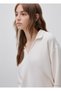 Women's Cream Long Sleeve Polo Neck Top - 4
