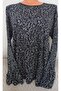 Er Clothing Summer Combed Cotton Blouse Long Sleeve Crew Neck Navy Patterned - 6