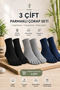 3 Pairs Unisex Bamboo Toe Socks Anti-Fungal Sweat-Absorbing Socks