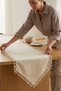 Elegant Sequined Tassel Detailed Buldan Handmade Cotton Linen Runner Tablecloth 50X140 cm - 4