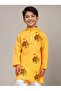 Boys Yellow Cotton Kurta with Printed Design