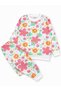 Girl's Cotton White Pink Floral Patterned Long Sleeve Seasonal Pajama Set - 2