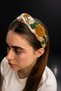 Champagne Mink Satin Gold Rose Embroidered Women's Hair Crown Henna Engagement Bridal Accessory