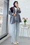Two-Button Linen Blazer Women's Jacket - Gray - 8