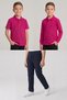 Boys' School Fuchsia Long and Short Sleeve Polo Collar T-Shirt Navy Blue Ribbed Waist Pants 3-Piece Set