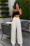 White Palazzo Elastic Waist Trousers Oversize Original Cut