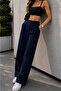 Navy Blue Palazzo Elastic Waist Trousers Oversize Original Cut - 4