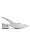Women's Silver Open-Back Short Thick Heeled Comfortable Evening Dress Stiletto and Bag Combination - 8