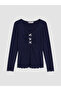 Lcw Dream Navy Blue V-Neck Polka Dot Women's Shorts Pajama Set - 6
