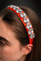 Bym Orange Satin 4 cm Full Baguette Stone Thick Women's Hair Crown Evening Dress Accessory - 3