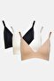 Women 3 Pieces Plain Padded Bra, Multicolor - 2