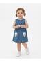 Girl's Denim Dress Rainbow Heart Pocket Sleeveless Jean Dress