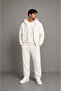 Unisex Design Straight Leg Baggy Sweatpants Crew Neck Sweatshirt Zippered Cardigan 3-Piece Set - 3