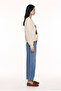 Chill Embroidered V-Neck Oversize Sweatshirt Beige - 4