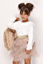 White Tulle Collar Detailed Girls' Sweatshirt - Zora