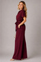 Women's Burgundy Stone Buttoned Double Suit Linen Belted Wide Leg Pants with Tie-Up Shirt Bohemian - 2
