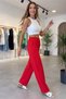 Women's Red Palazzo High Waist Elastic Combed Cotton Soft Fabric Colorful Lace-Up Loose Leg Casual Comfortable Sweatpants - 5