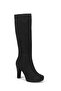 Women's Genuine Black Suede Hidden Platform Zippered Boots Krvn701 - 4