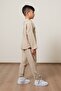 Muslin Unisex Buttoned V-Neck Children's Beige Sweater - 6