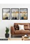 Gold Trees and Mountains 3 Piece Wooden Framed Painting Act - 3