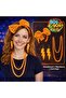 80S 90S Neon Orange Party Set – Necklace Earrings Crown (5492)