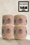 Light Cream, 2 mm Thick Twisted Bamboo Cotton Knitting Yarn Set (Total 400 Gr.)