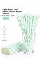 Light Green White Striped Paper Straws 6mm X 19.7 cm -50 Pieces