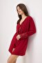 Kırmızı 4'lü Paket Dantel ve Kurdele Detaylı Örme Pijama Takımı THMSS26PT00240 - 2