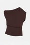 Brown One-Shoulder Waist-Tied Short Sleeve Blouse Tdrss26Bz00078 - 5