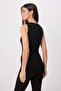 Black Fitted Keyhole Neck Sleeveless Interlock Knitted Blouse Twoss26Bz00341 - 4