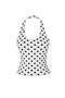 Ecru Polka Dot Fitted Halter Neck Sleeveless Crop/Short Stretchy Knitted Blouse Twoss26Bz00929 - 9