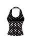 Siyah Puantiyeli Fitted/Vücuda Oturan Halter Yaka Kolsuz Crop/Kısa Esnek Örme Bluz TWOSS26BZ00929 - 6