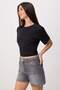 Anthracite High Waist City Boy 100% Cotton Denim Shorts Twoss26Sr00261 - 2