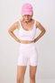 Pembe Fırçalı Soft Kumaş Ekoseli İç Bel Cep Detaylı Örme Spor Şort/Kısa Tayt THMSS24TY00020 - 2