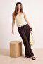 Koyu Kahverengi Beli Lastikli Wide Leg/Geniş Paça Viskon Pantolon  TWOSS25PL00123 - 2