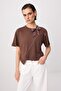 Brown Thick Cotton Cherry Print Halter Neck Detailed Knitted T-Shirt Tedss24Ts00001 - 2