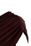 Koyu Kahverengi Fitted Pelerinli Bisiklet Yaka Düşük Kol Crop Sandy Örme Bluz TWOAW27BZ00093 - 7