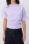 Lila Düz Fitted Asimetrik Yaka Düşük Kol Kısa Büzgülü Crop Pamuklu Esnek Örme Bluz TWOSS26BZ00337 - 3